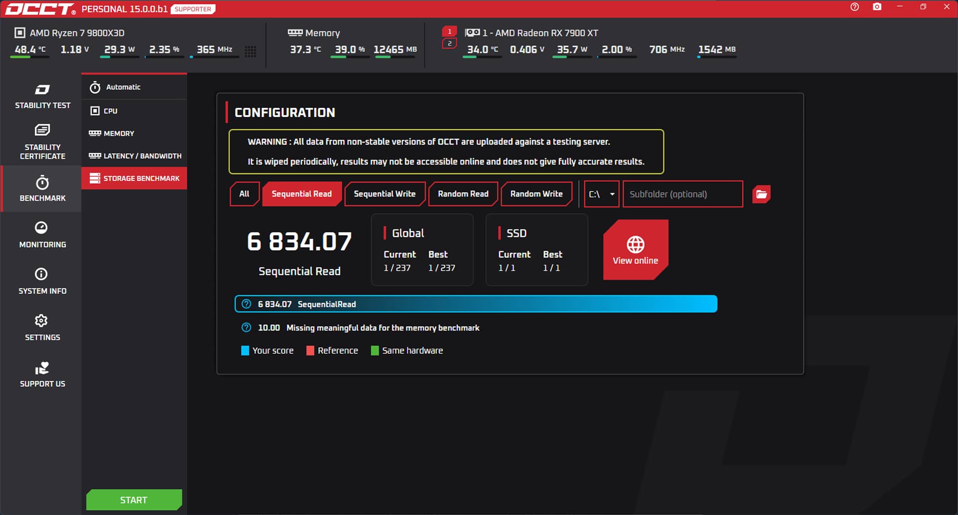 OCCT Storage Benchmark