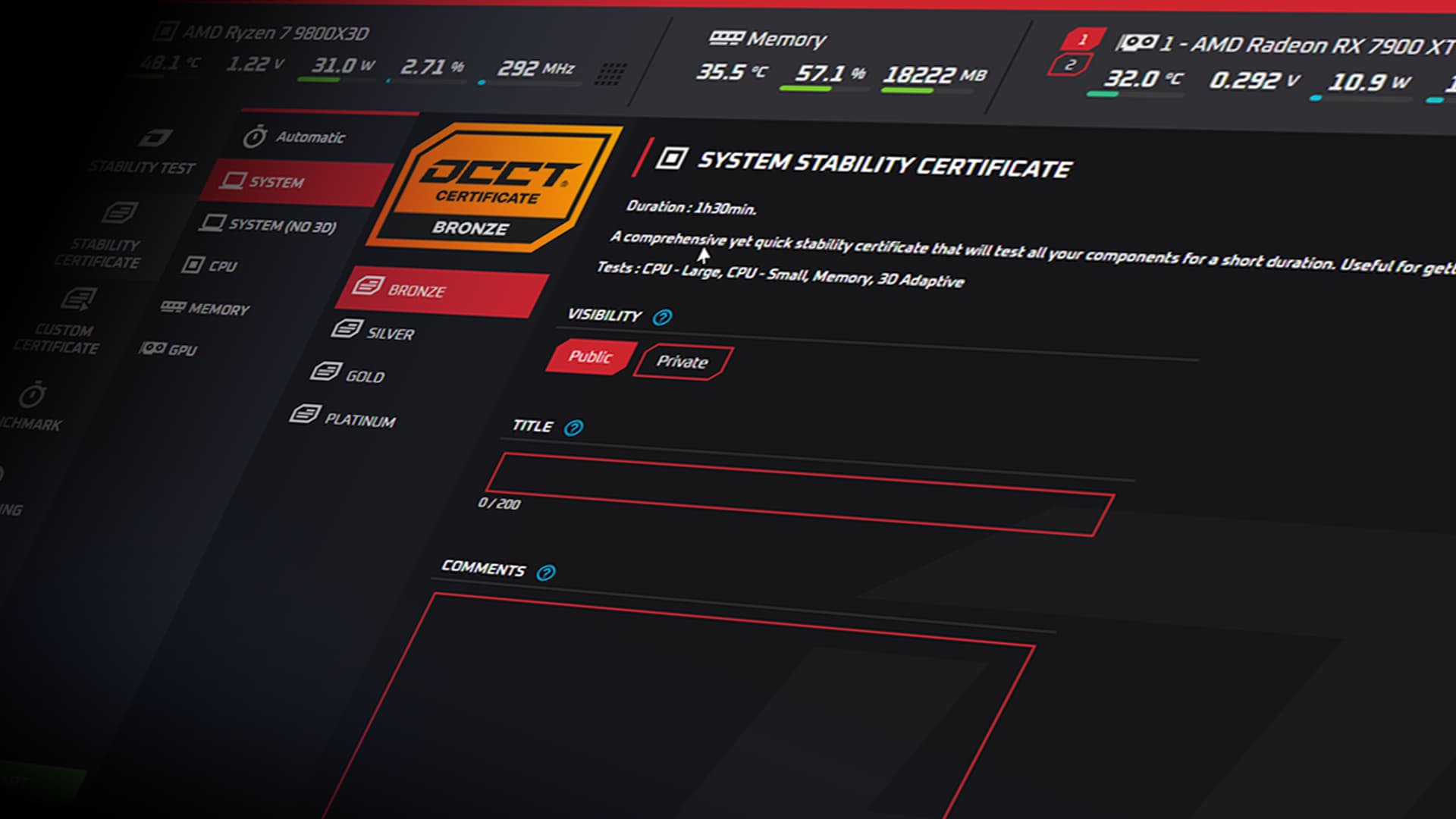 Stability certificates