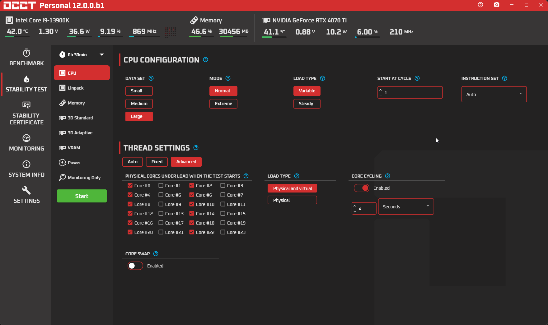 OCBASE/OCCT : Free, all-in-one stability, stress test, benchmark and  monitoring tool for your PC